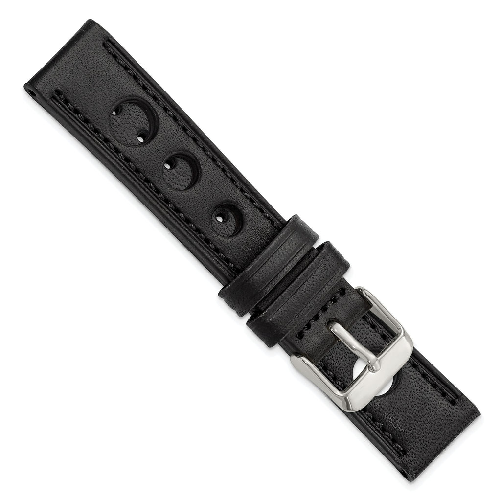 Grand Prix Leather Watch Band in Black, 20mm