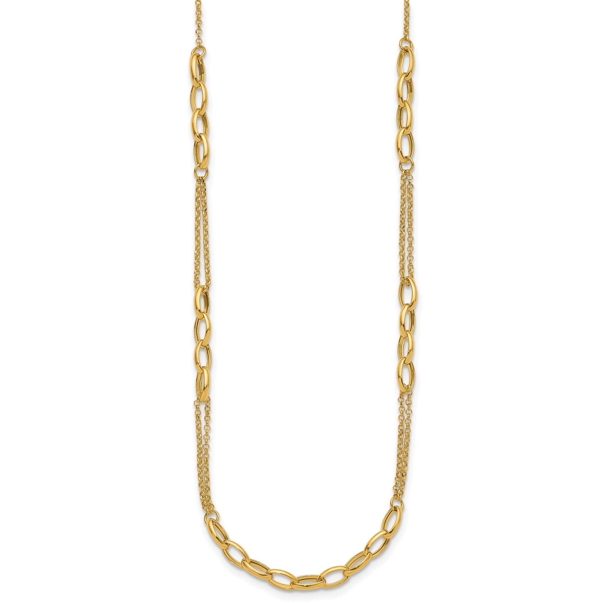 14K Polished Fancy Oval Link Necklace Secondary image