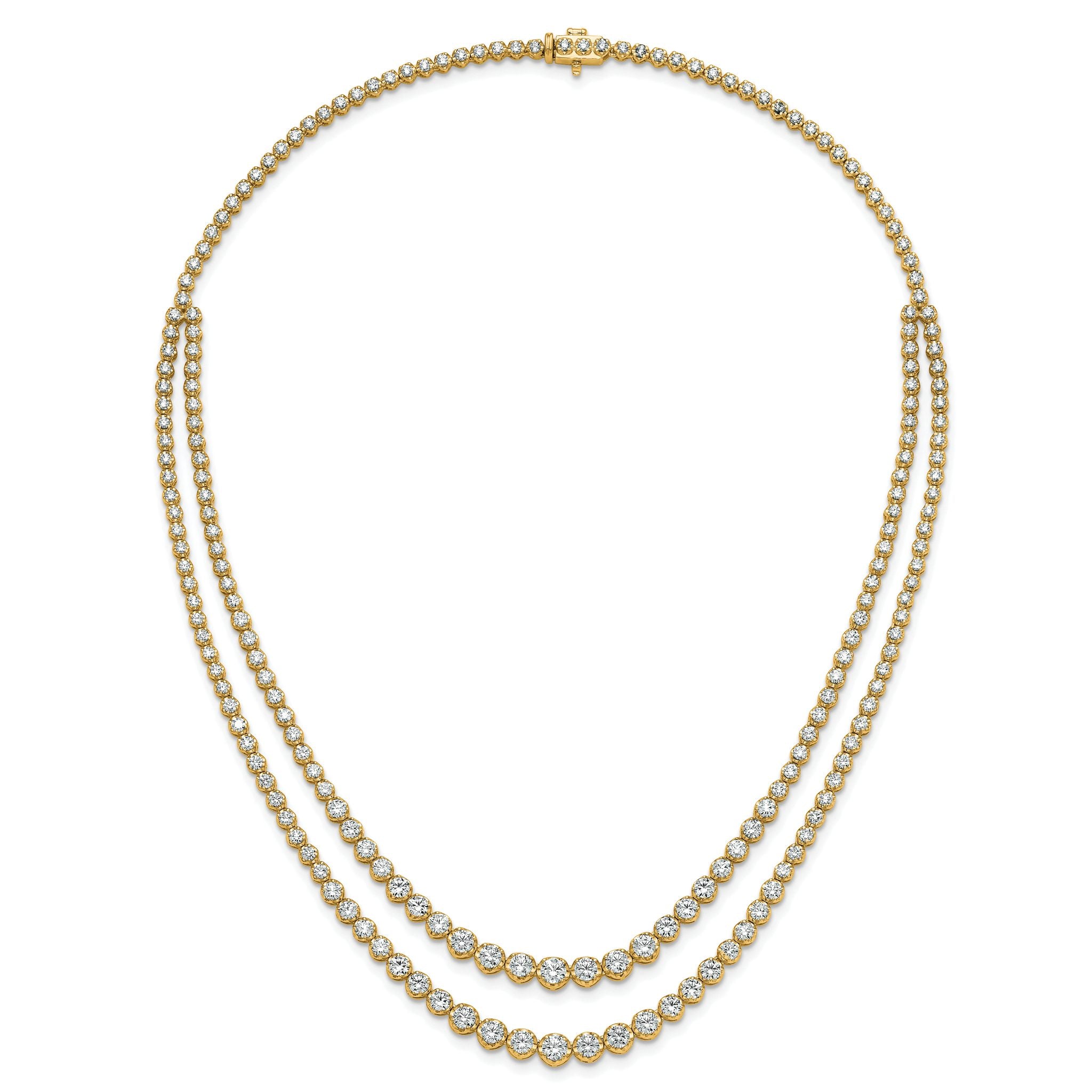 14k 14 7/8 carat Certified Lab Grown Diamond VS/SI+ G+ Complete 18 inch Graduated Layered Tennis Necklace