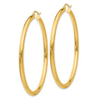 14K Polished 3mm Tube Hoop Earrings