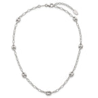 Sterling Silver Puffed Anchor/Mariner Link and Chain 7-Station 17 inch with 1.5 inch Extension Necklace