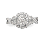 14K White Gold Halo Cluster 3/4 carat Diamond Complete Engagement Ring