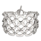 Stainless Steel Polished Fancy Three Strand Square Toggle Bracelet for Women