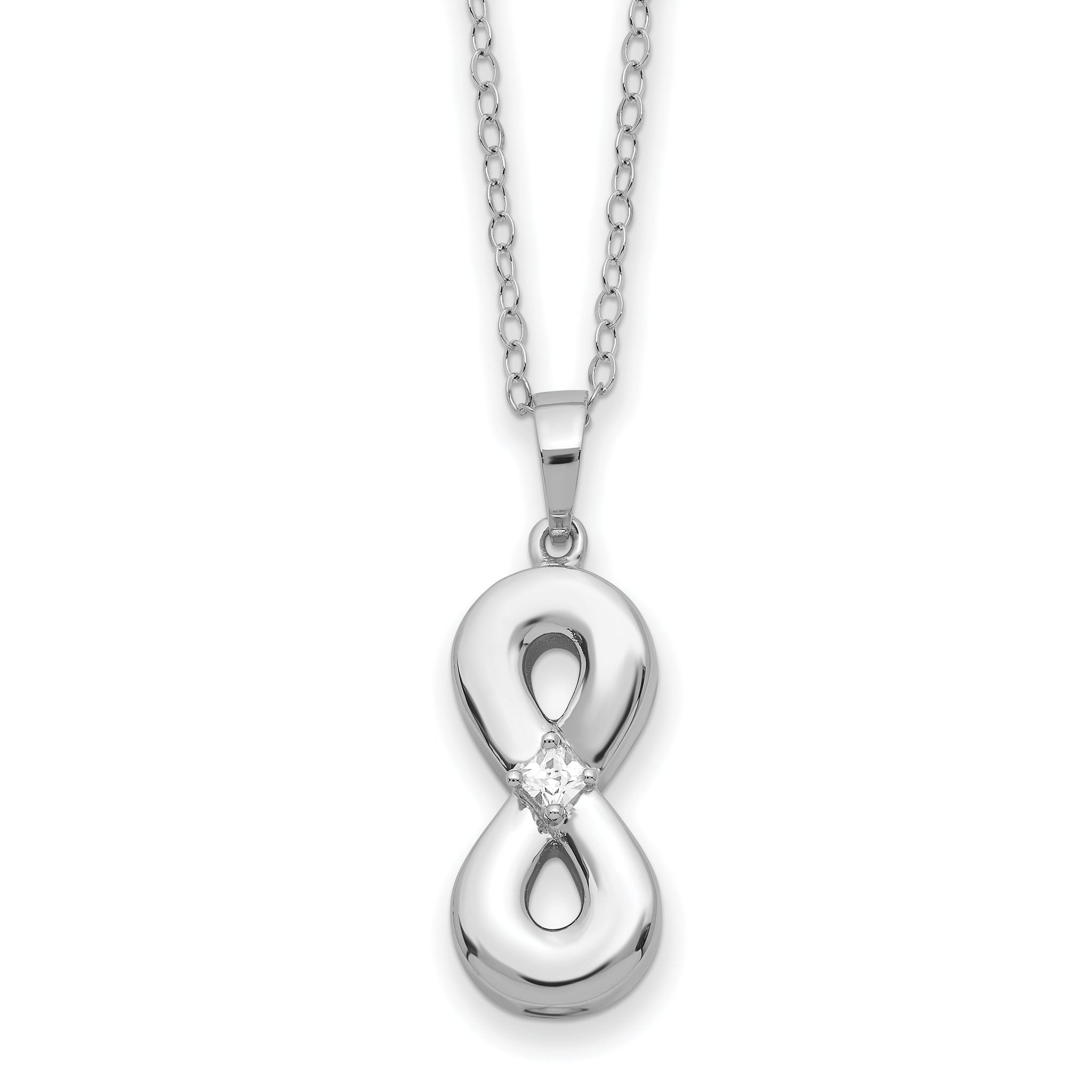 Sentimental Expressions Sterling Silver Rhodium-plated CZ Infinity Ash Holder 18 Inch Necklace Main image