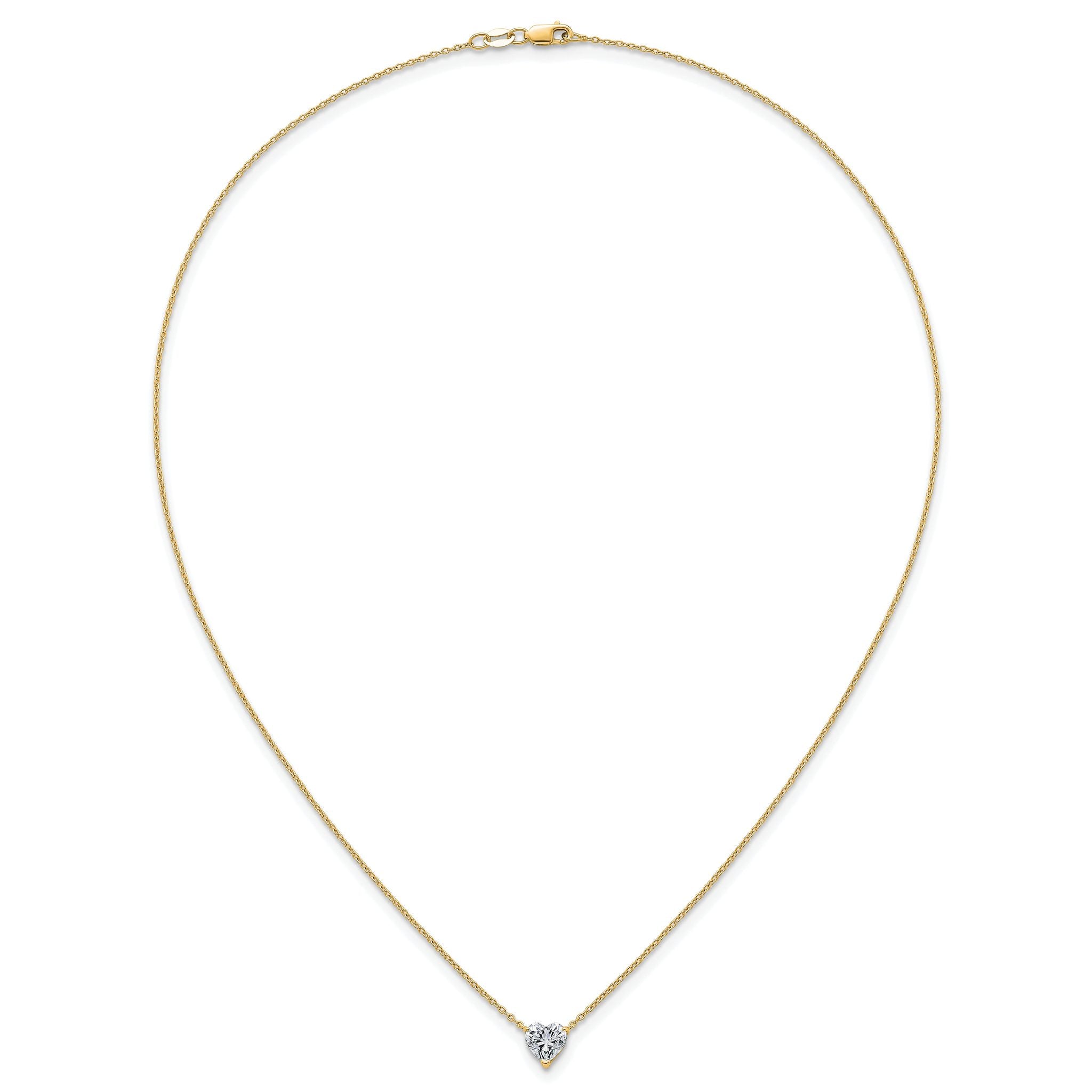 14k 1 carat Certified Lab Grown Diamond VS+ F+ Heart Complete 18 inch Four Prong Pendant Necklace