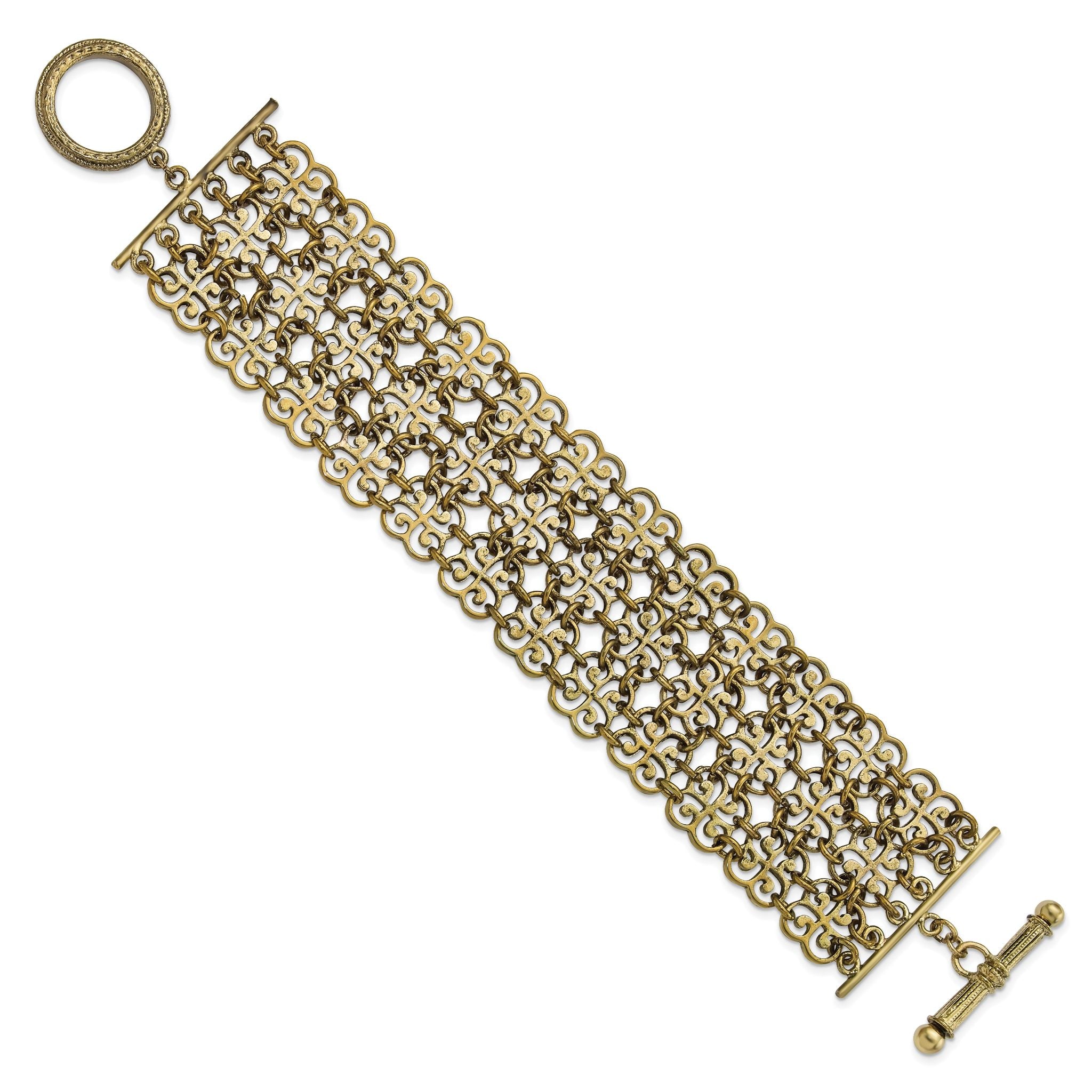 1928 Jewelry Gold-tone Filigree Fancy Link 7.5 inch Toggle Bracelet Secondary image