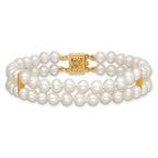 14K Gold Filled 5-6mm White Cultured Freshwater Pearl 2-Strand Necklace