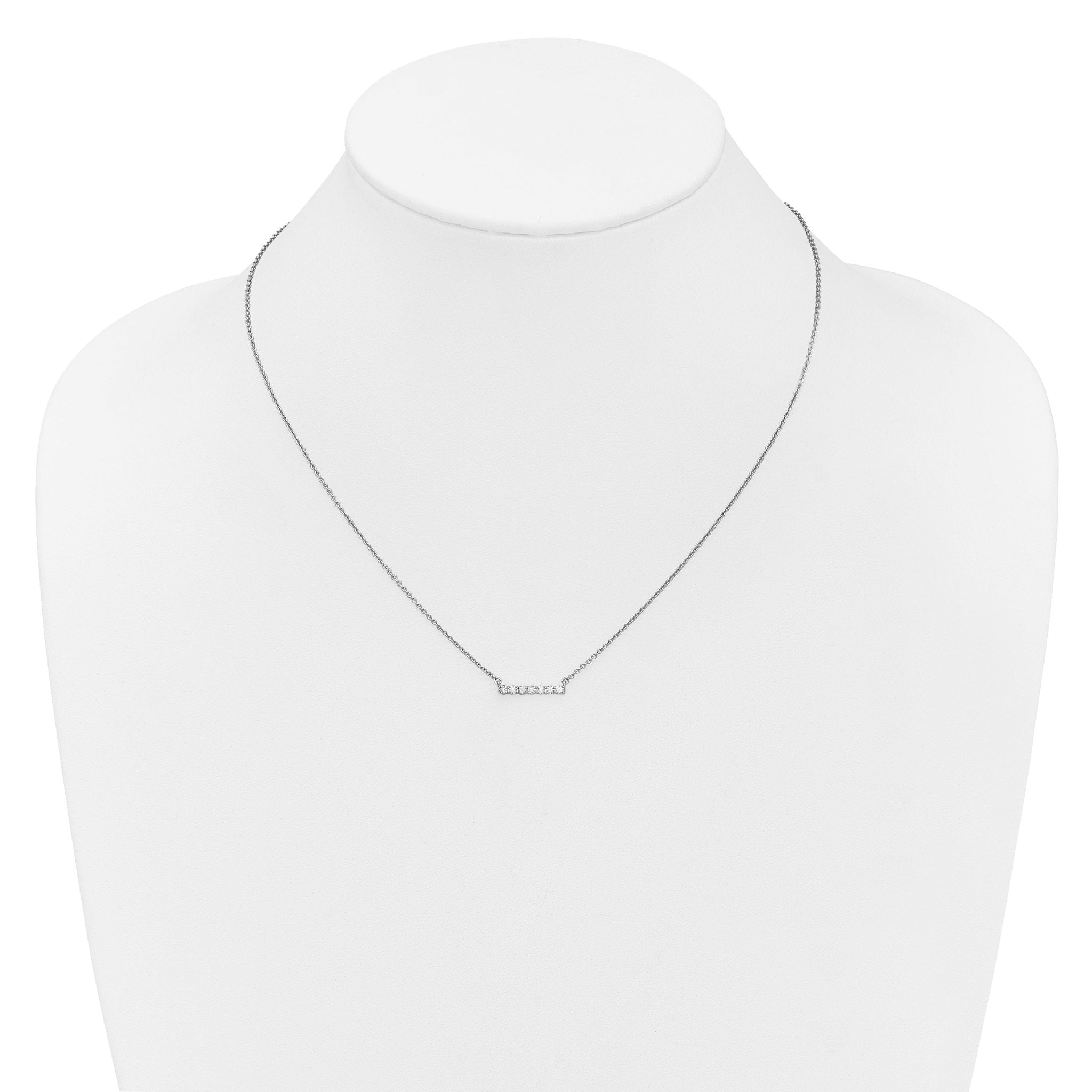 14k White Gold 1/4 carat Lab Grown Diamond VS/SI+ G+ Complete 18 inch Bar Necklace