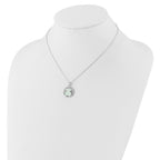 Sterling Silver RH-plated CZ Cr Opal Inlay Bear 16in With 2in ext Necklace