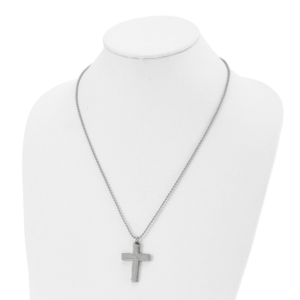 Laser-Cut Cross Necklace in Titanium