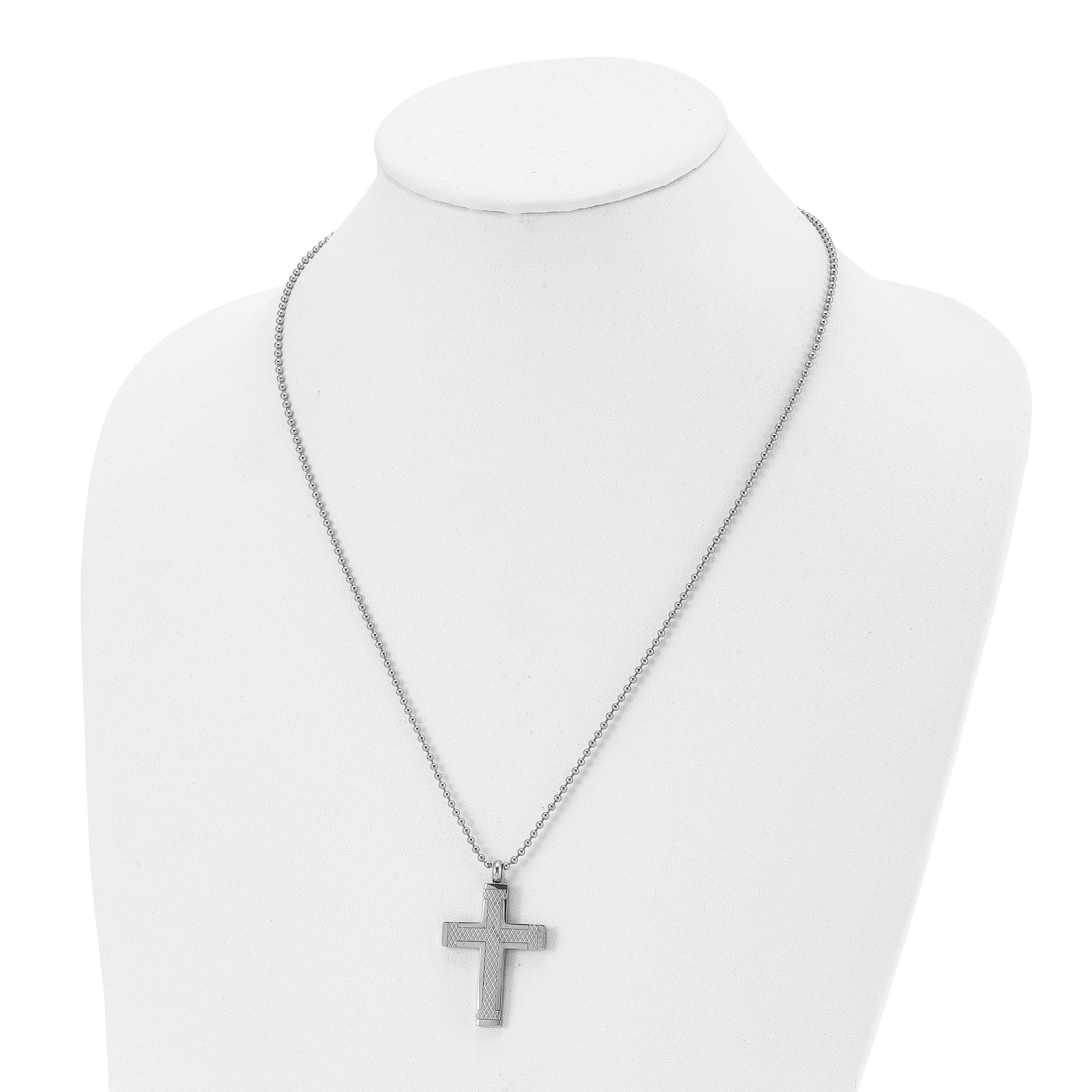 Laser-Cut Cross Necklace in Titanium