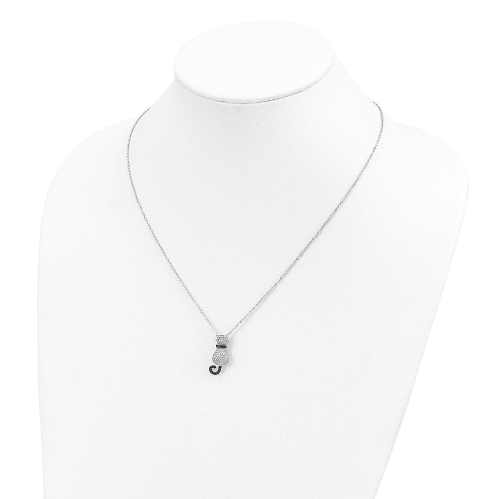 Sophia Jewelers Sterling Silver 80 Stone CZ Cat Necklace with Extender