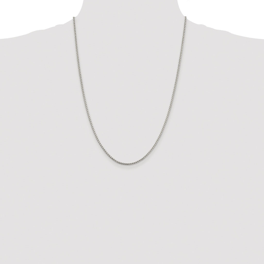Sterling Silver Rhodium-plated 2mm Round Box Chain