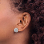 Pure Fire Sterling Silver Rhod-plated CZ Round Post Earrings