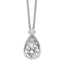 Sterling Silver Rhodium-Rhodium-Plated Teardrop CZ 16in w/2 in Ext Necklace