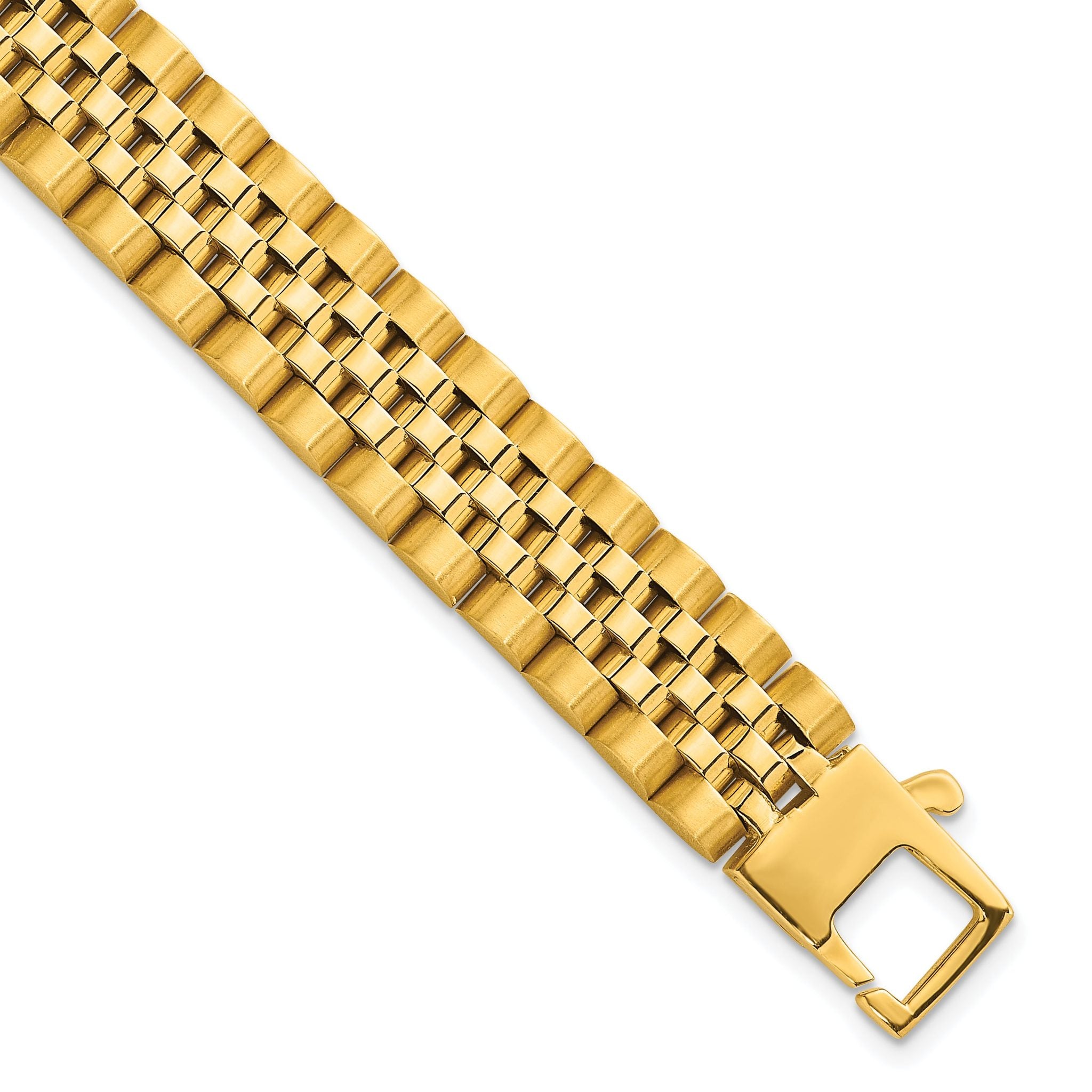 14k Brushed and Polished 12mm Fancy Link 8.5 inch Mens Bracelet Main image