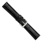 18mm Black Genuine Alligator Chrono Leather with Silver-tone Buckle 7.5 inch Watch Band