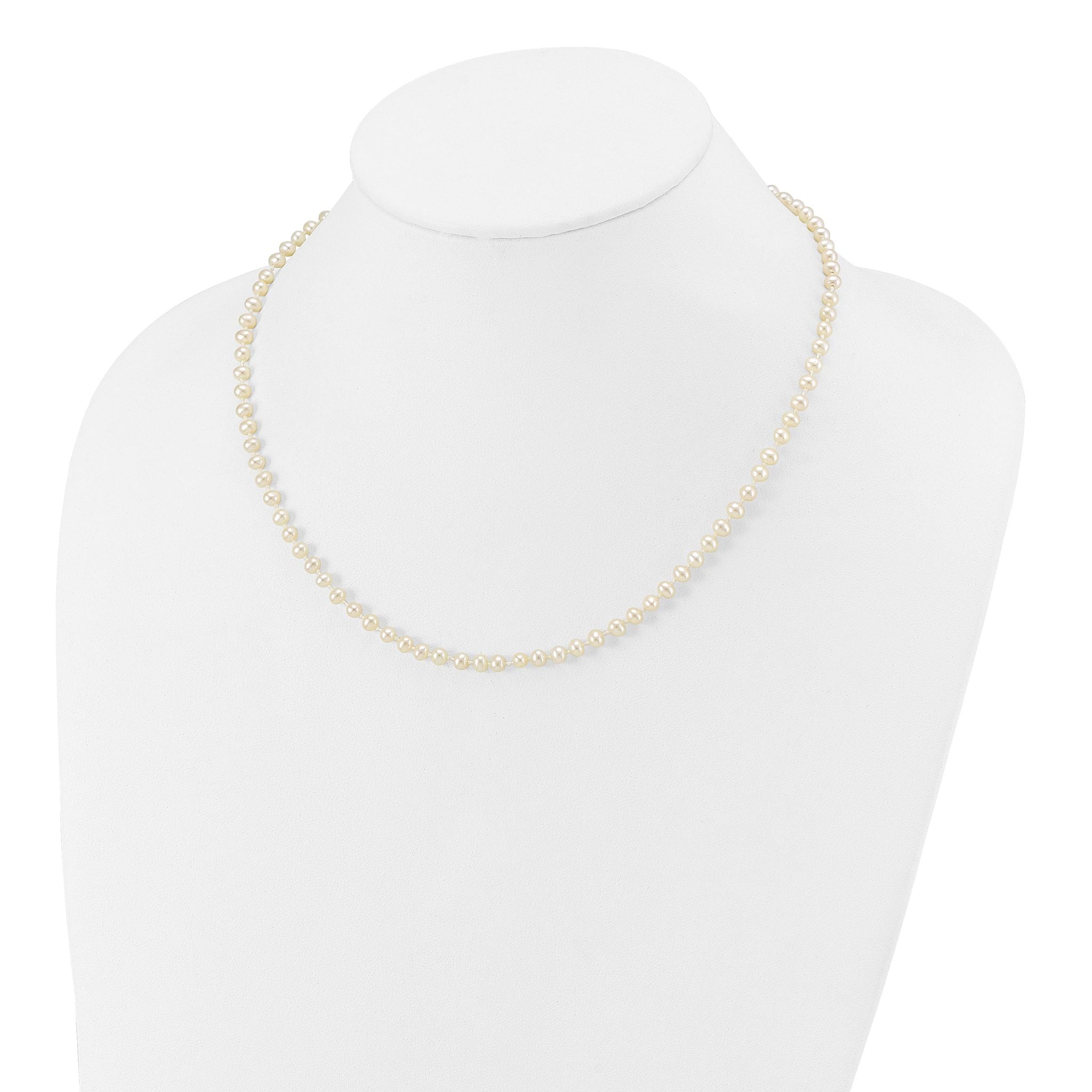 14k Children's 3-4mm White Semi-Round Freshwater Cultured Pearl 12 inch Necklace
