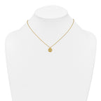 Sterling Silver Gold-tone Polished Beaded and Textured CZ Circle 16 Inch with 2 Inch Extension Necklace