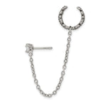 Stainless Steel Polished & Antiqued Cubic Zirconia Ear Climber Earrings for Women