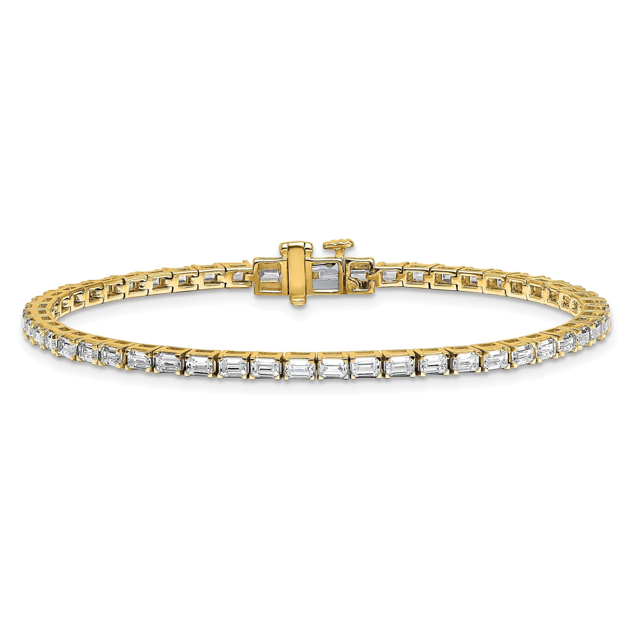 14k 5 carat Lab Grown Diamond VS/SI+ G+ Emerald Tennis Bracelet