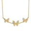 14K Polished Filigree 3-Butterfly Bar Necklace