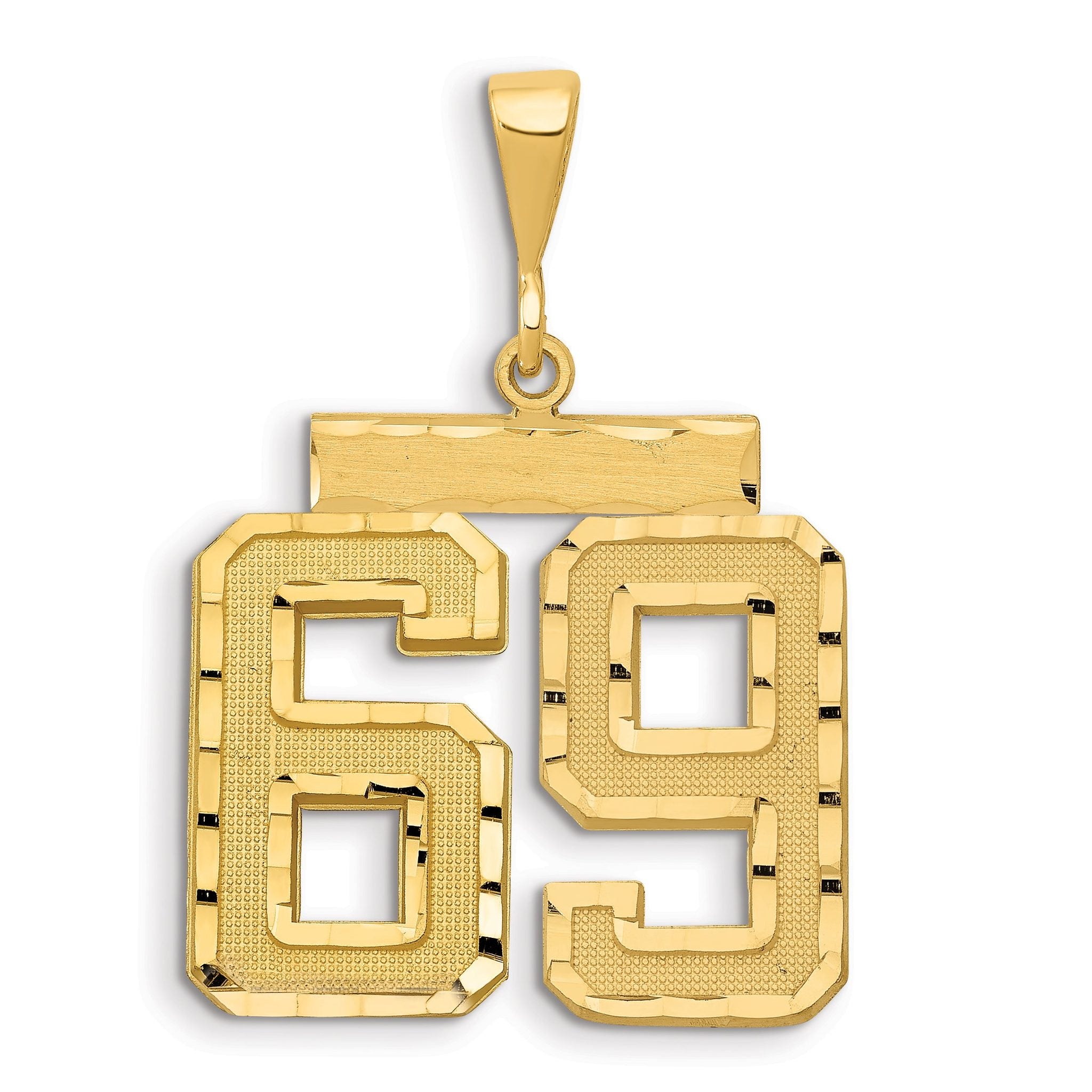 14K Small Diamond-cut Number 69 Charm