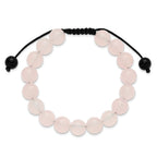 Rose Quartz and Onyx Beads on Black Polyester Cord Adjustable Bolo Bracelet
