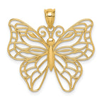 14K Gold Polished Large Butterfly Pendant with Open Back Design