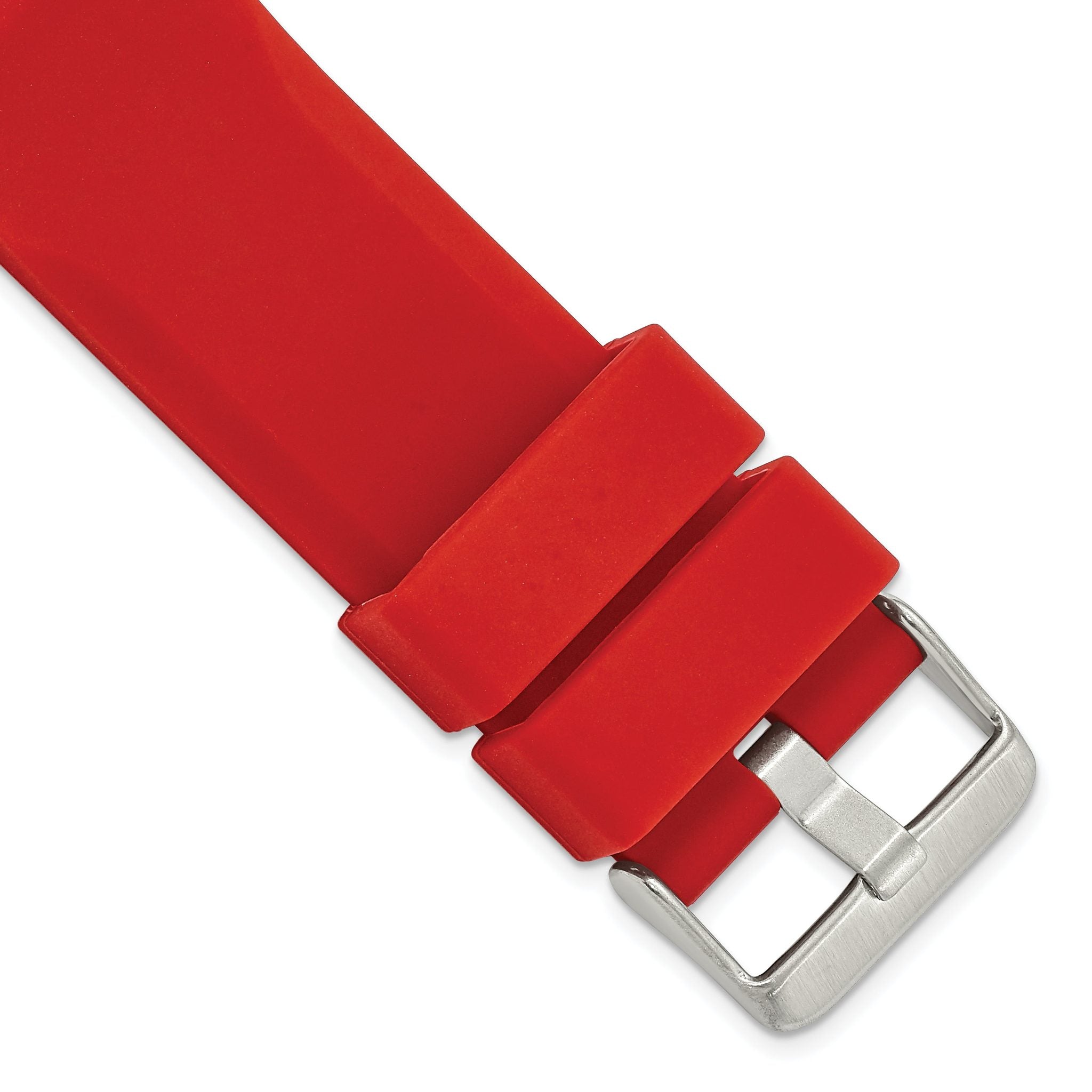 Red Silicone Watch Band with Stainless Steel Buckle, 24mm