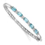 Cheryl M Sterling Silver Rhodium-plated Polished Fancy Aqua GlaSterling Silver and CZ Hinged Bangle