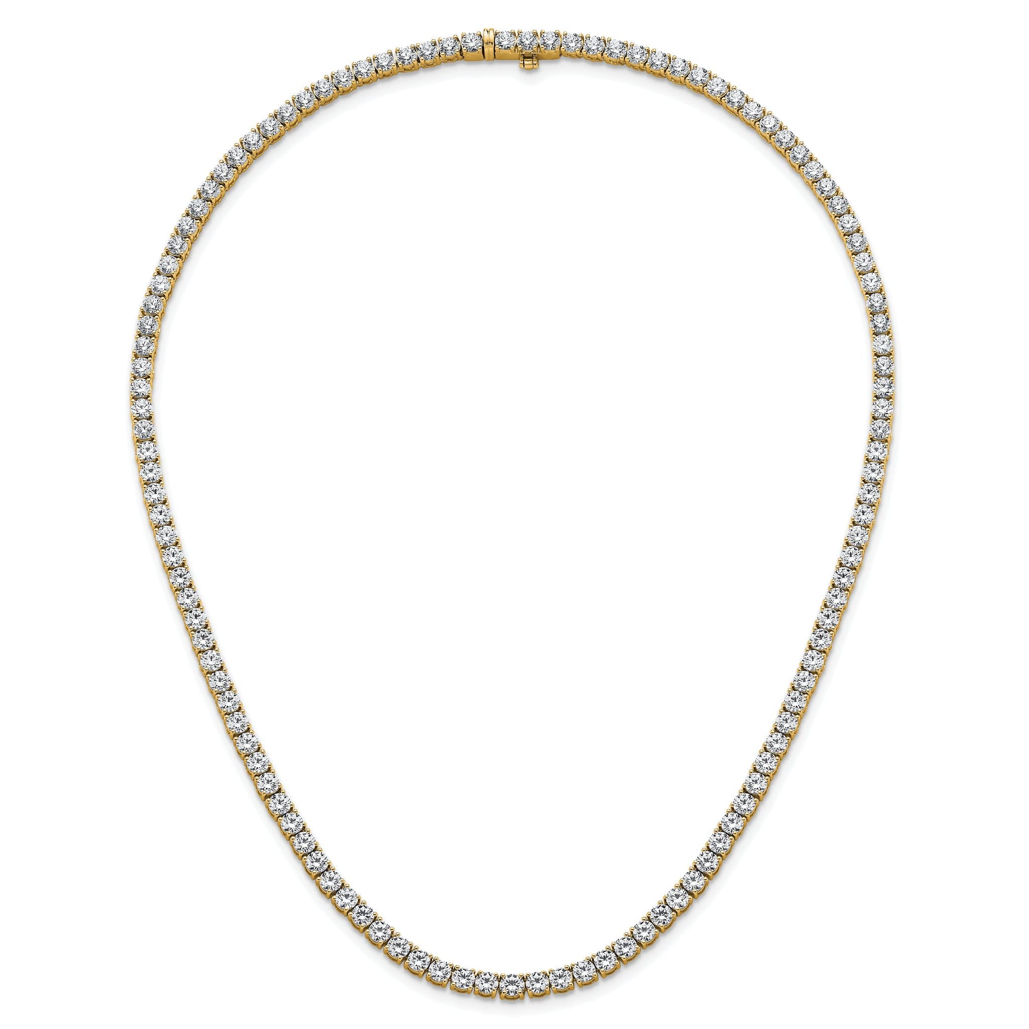 14k 18 carat Lab Grown Diamond VS+ F+ Complete Round 18 inch Straight Tennis Necklace