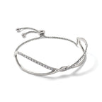 Stainless Steel Polished with Crystals Twised Adjustable Bangle Bracelet for Women