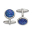 Lapis Circle Cufflinks in Stainless Steel