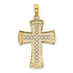 14K D/C  W/Satin Edge Lattice Cross Charm
