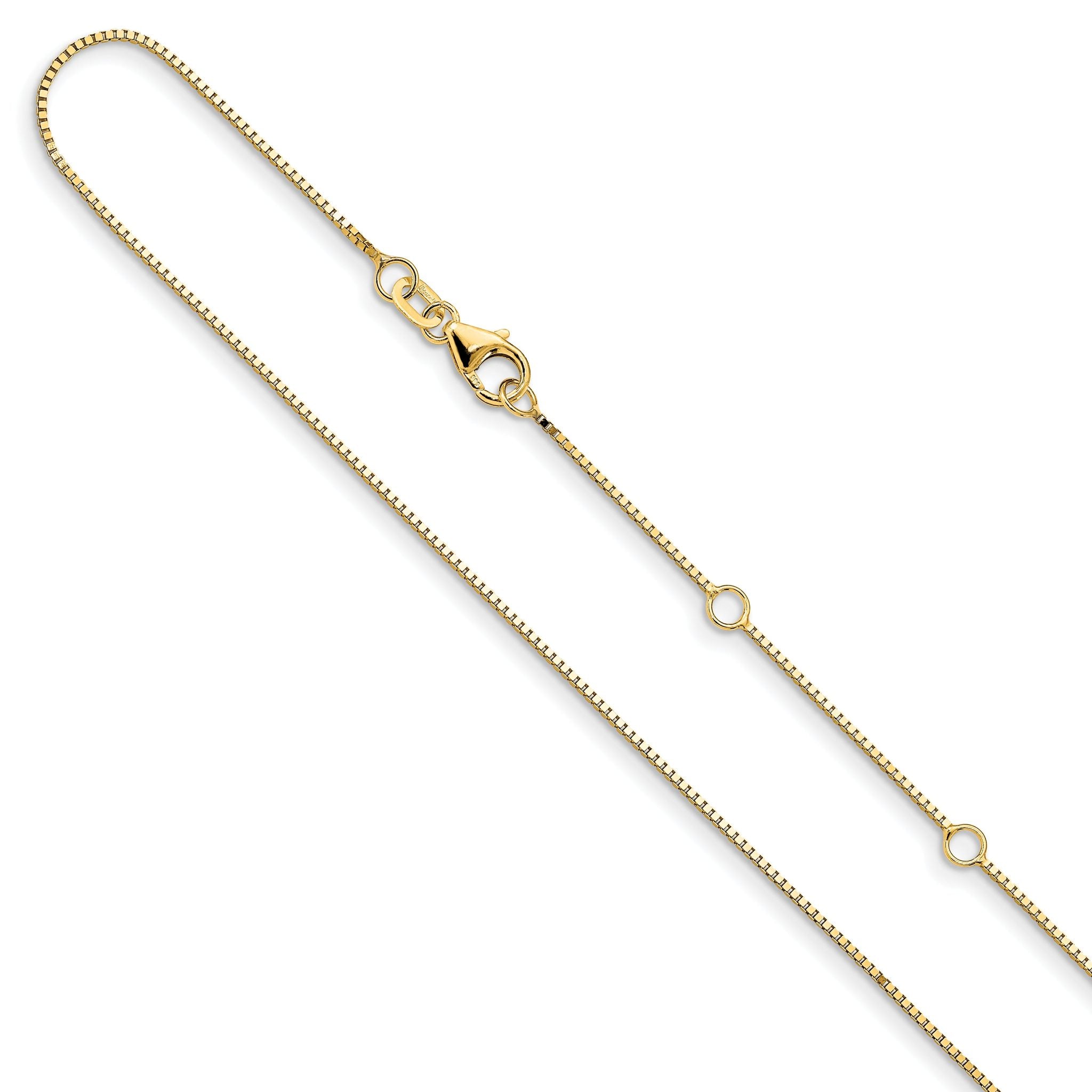 14K .85mm Box 1in+1in Adjustable Chain Main image