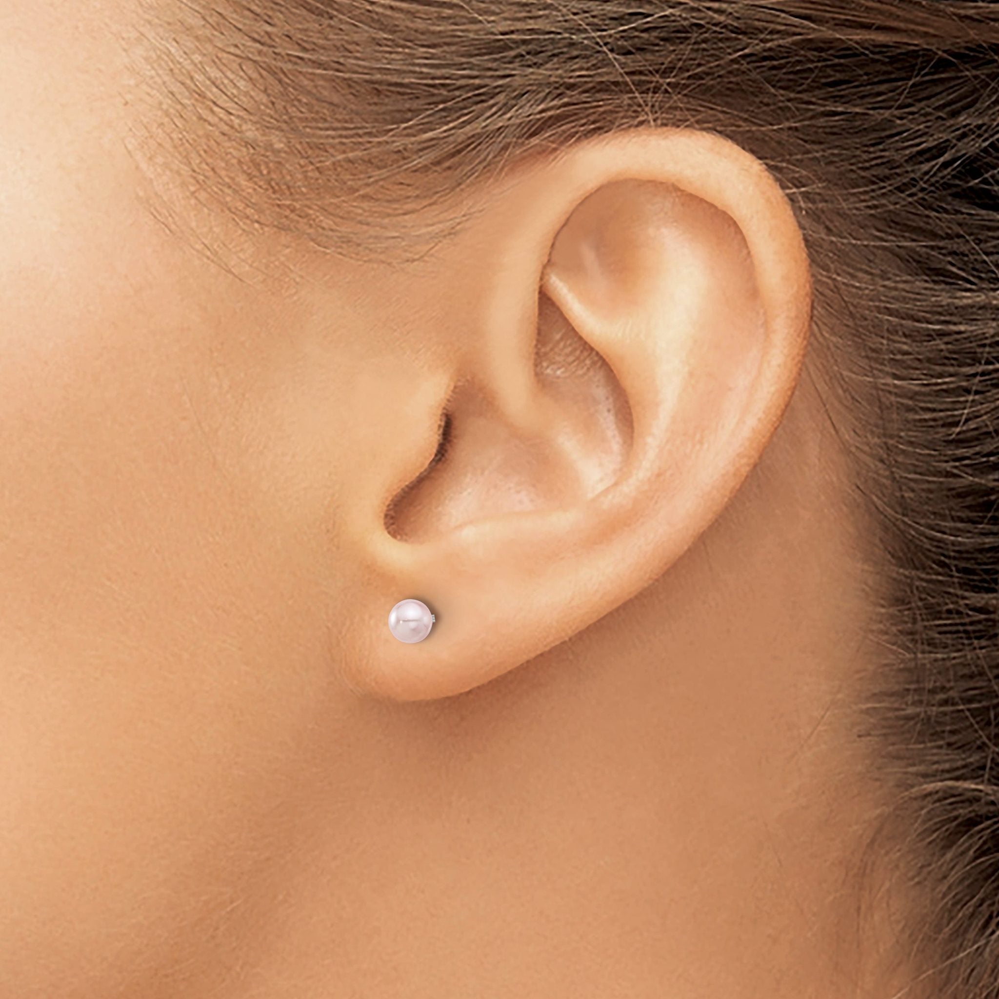 Inverness Stainless Steel 4mm Pink Glass Pearl Post Earrings