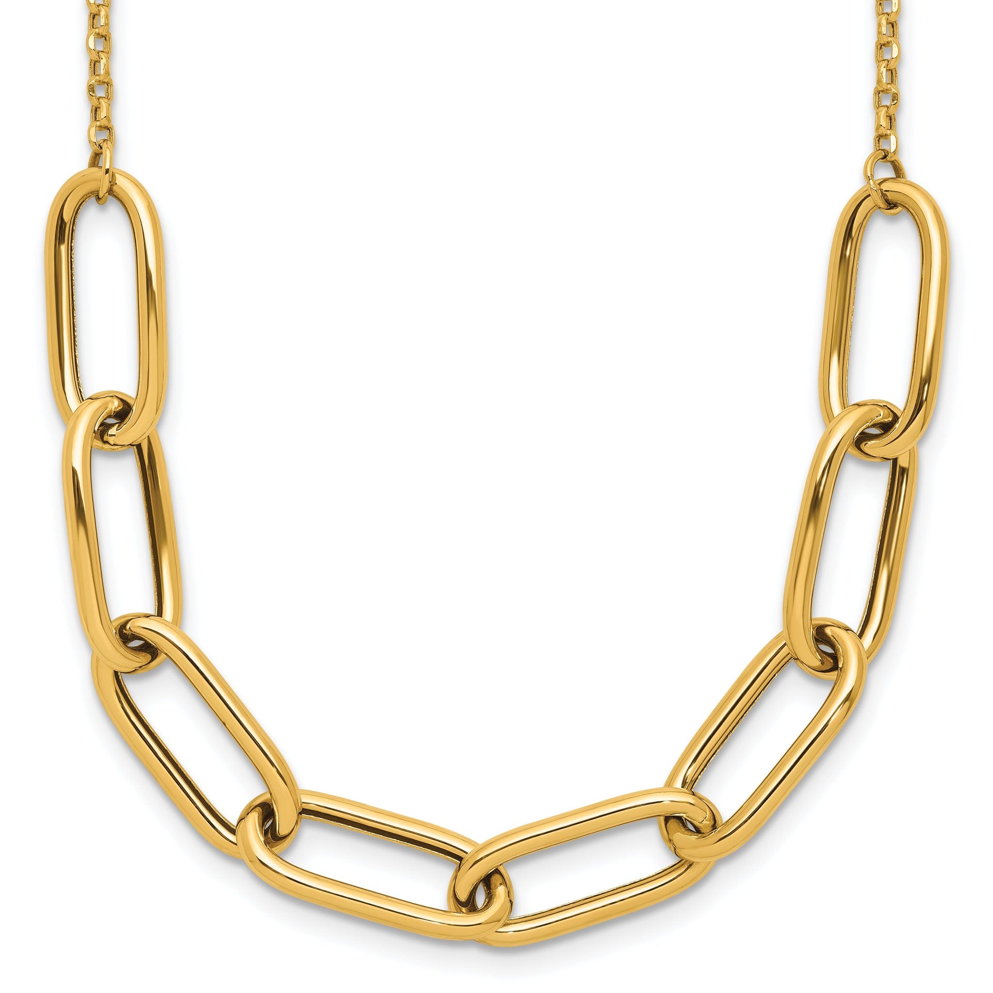 14K Polished Fancy Link with 1in ext. Necklace Main image