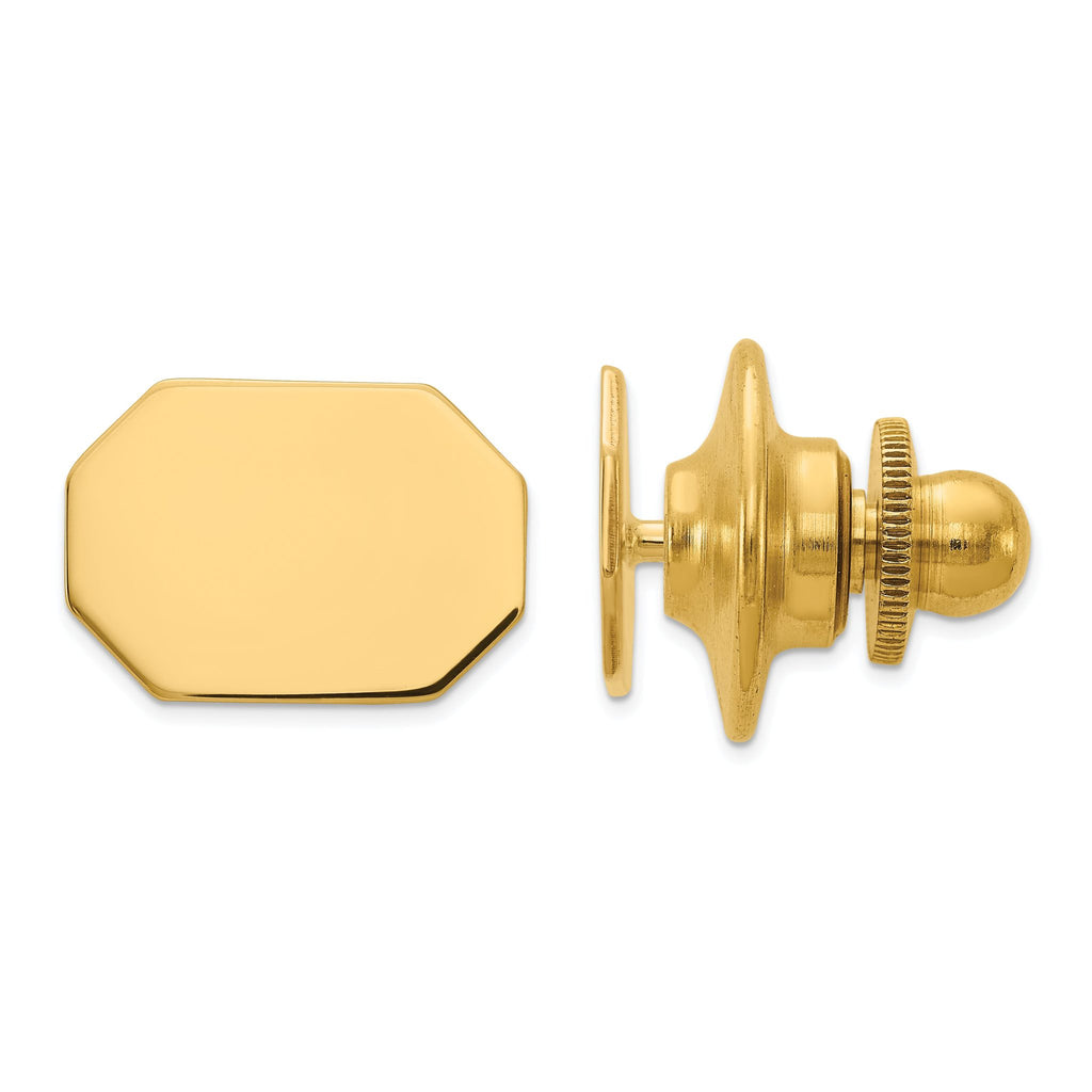 14K Gold Men's Polished Engravable Rectangular Octagon Tie Tac