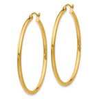14k Polished 2x40mm Lightweight Tube Hoop Earrings