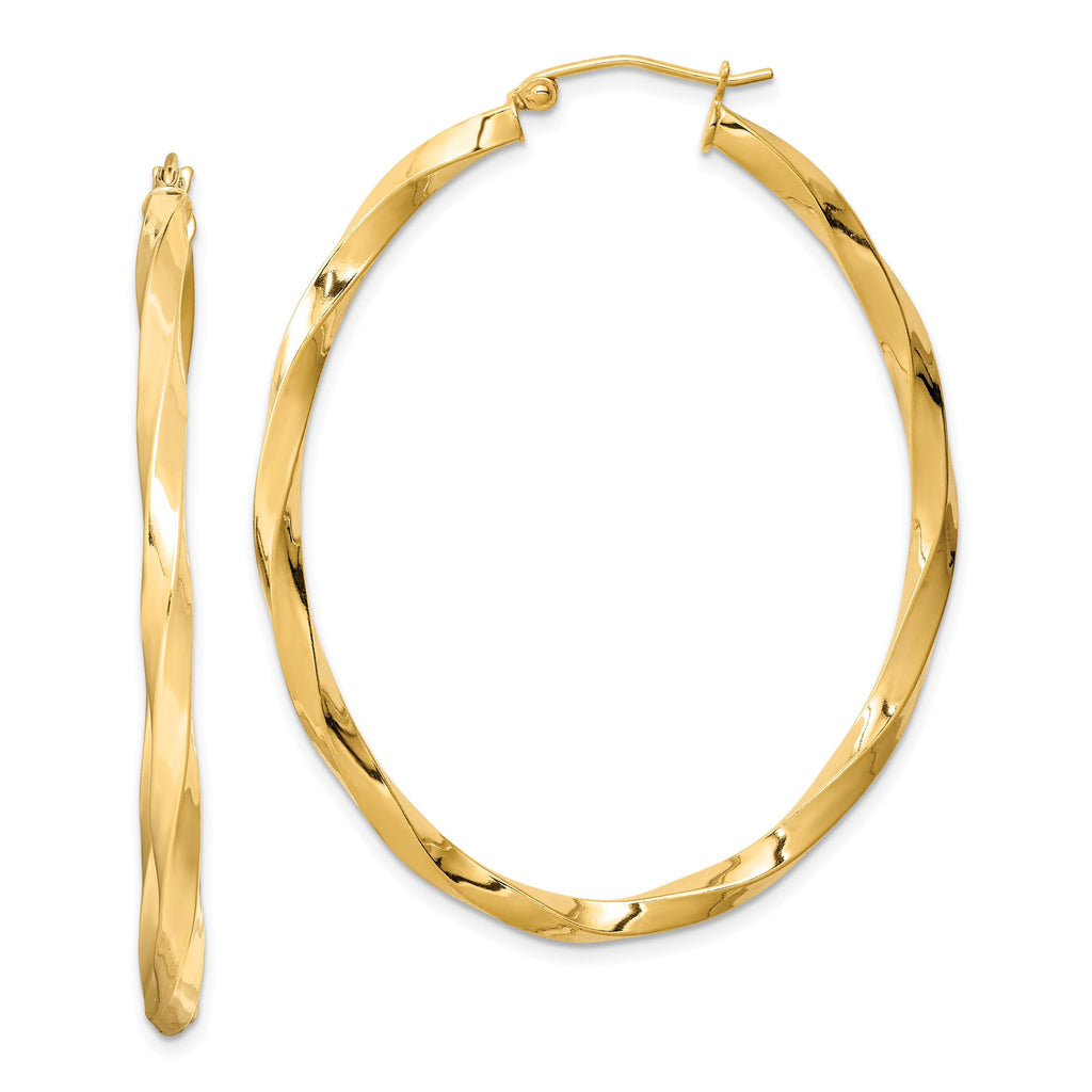 Sterling Silver Gold-plated Twisted 4mm Oval Hoop Earrings