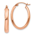 14k Rose Gold Polished Half-Round Oval Hoop Earrings
