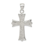 Sterling Silver 925 Rhodium-Plated Filigree Cross Pendant Elegant Design