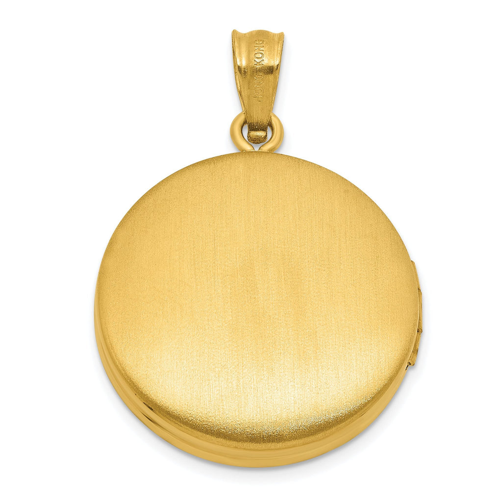 Sterling Silver Gold-plated Polished Front/Brushed Back 1/20 carat Diamond with Celtic Knot Border 20mm Round Locket