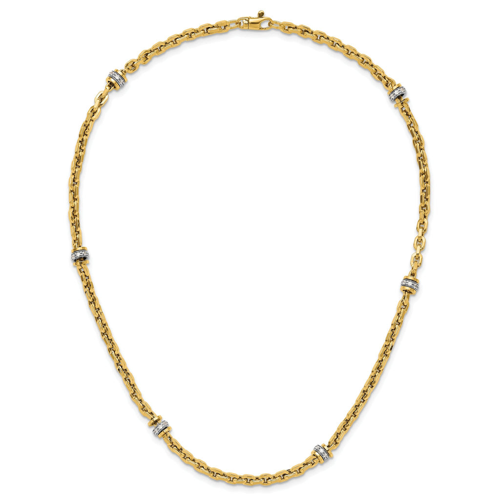 14K Two-tone CZ Polished Fancy Link Necklace