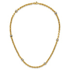 14K Two-tone CZ Polished Fancy Link Necklace