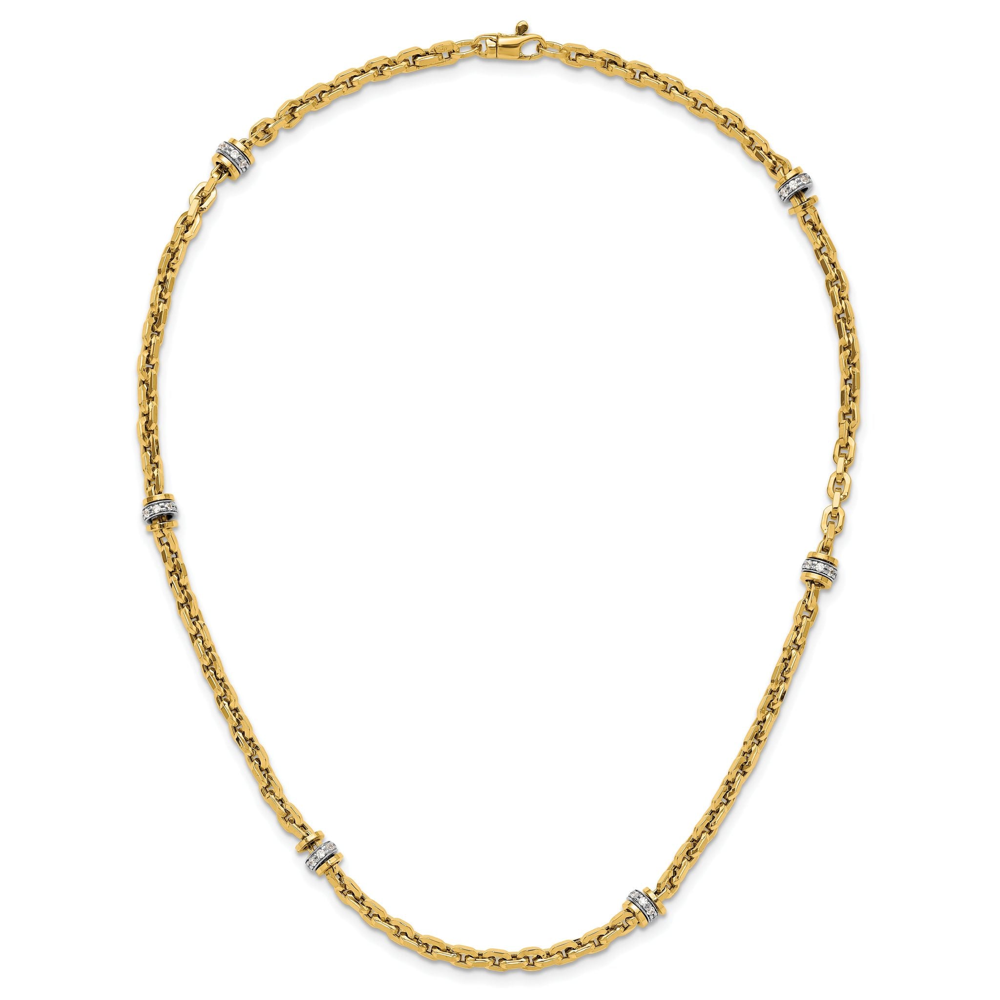 14K Two-tone CZ Polished Fancy Link Necklace