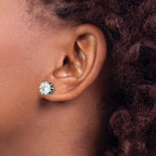 Stainless Steel Antiqued Round Cubic Zirconia Stud Earrings