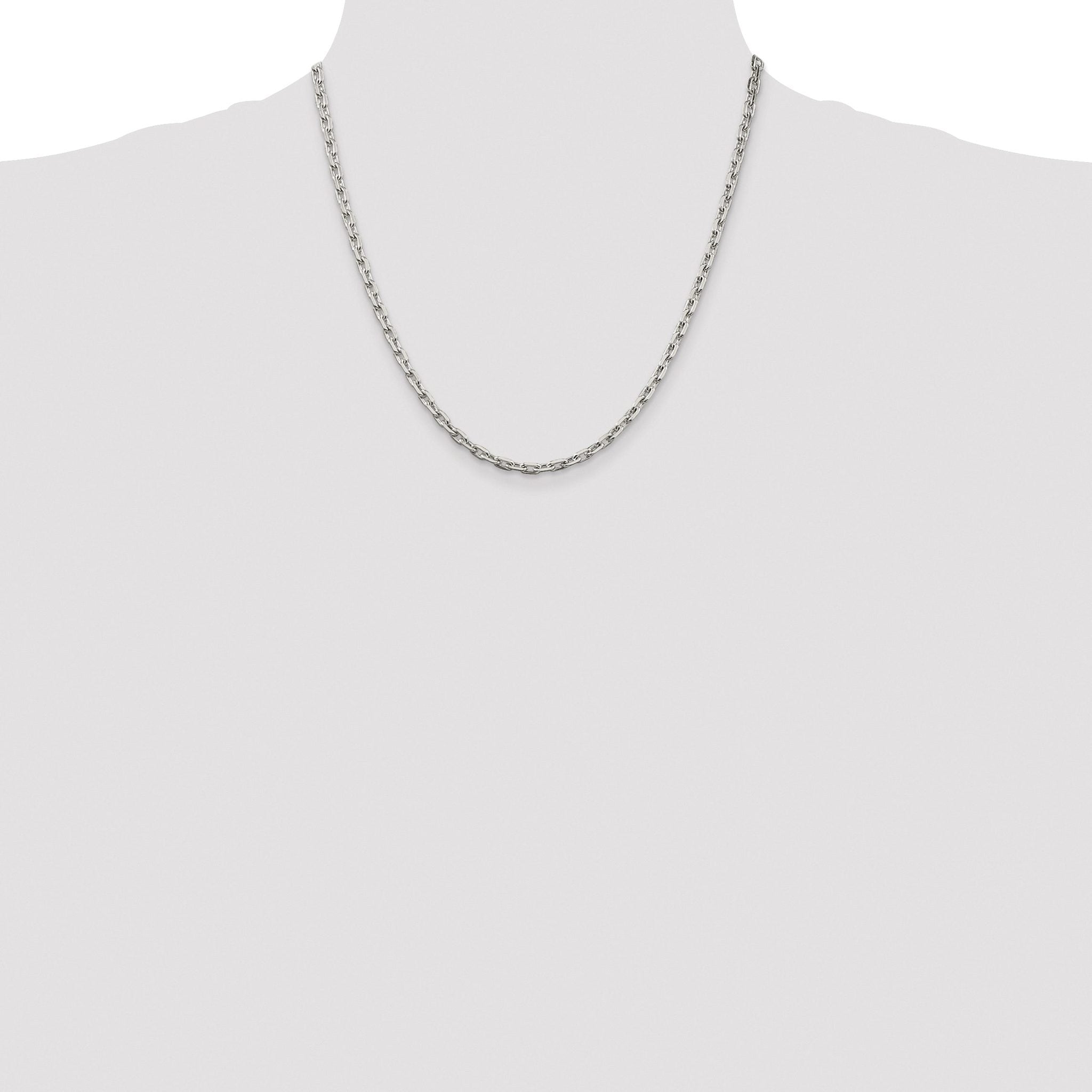 Beveled Oval Cable Chain Necklace in Sterling Silver