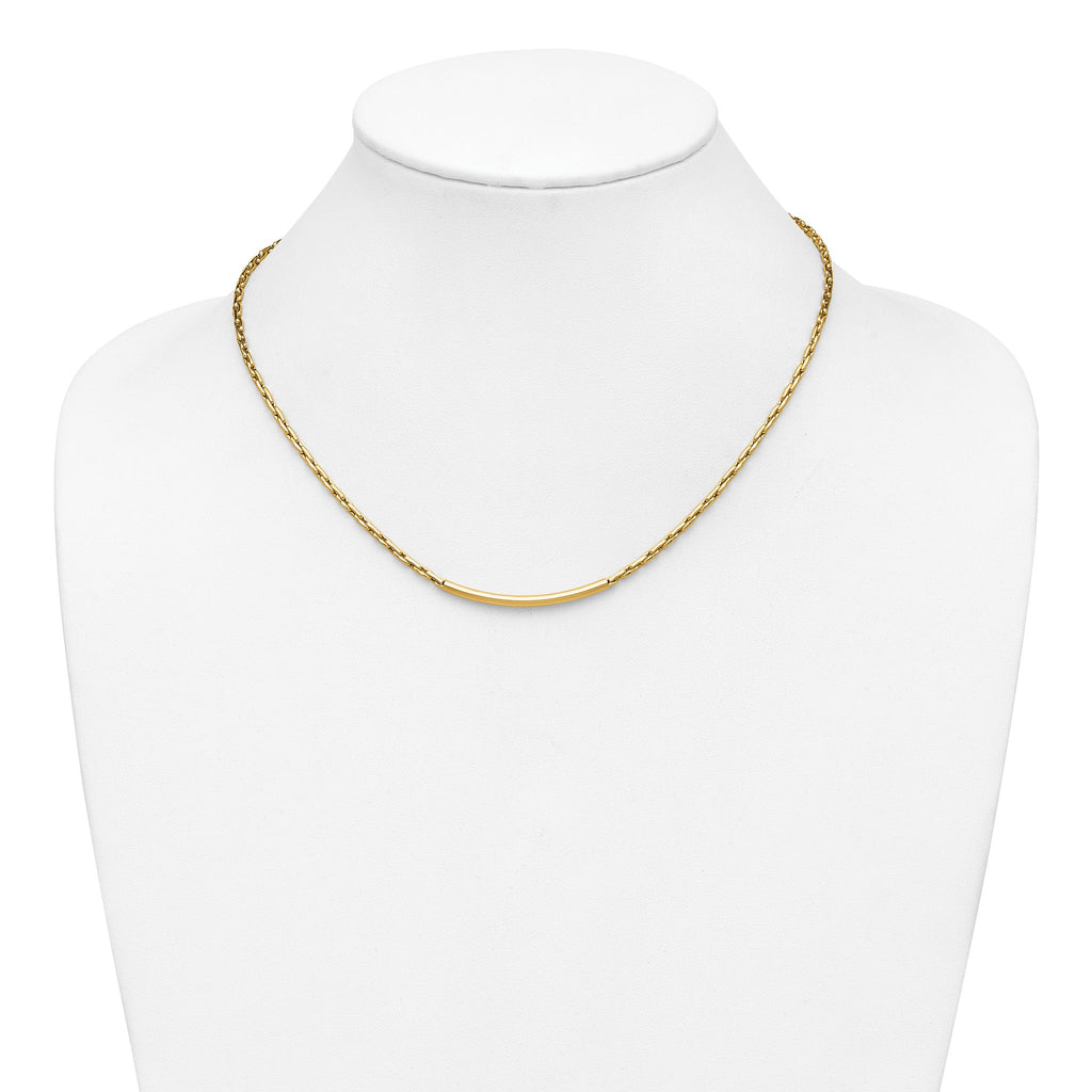 14K Polished Fancy Link Bar w/.5in ext. Necklace